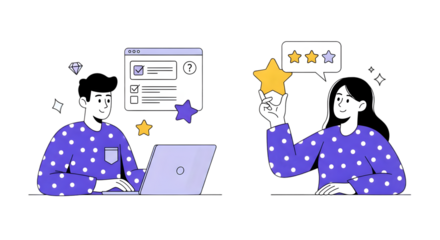 People Giving Feedback and Rating stars customer review