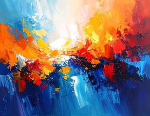 Vibrant abstract painting with bold colors