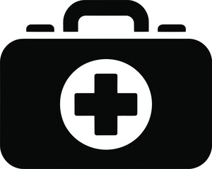 Fototapeta premium First Aid Kit Emergency Medical Healthcare Black Box Vector Isolated
