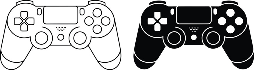Joystick Gamepad Controller Line and Solid Icons Device Equipment