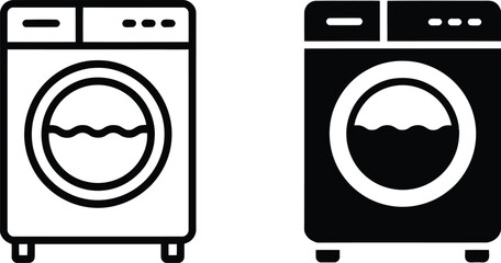 Washing Machine Linear and Silhouette Appliance Technology Icon