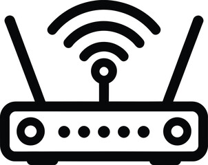 Wireless Router Network Signal Connection Outline Technology Icon