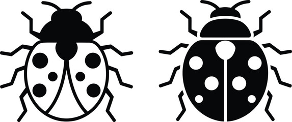 Ladybug Icon Illustration Black and White