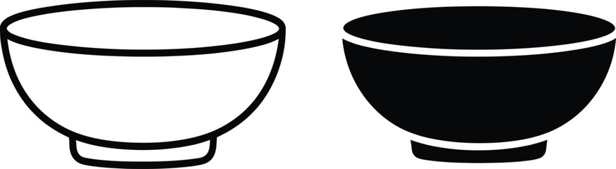 Contour Bowl Minimalist Line Art Container Design Vector Illustration on Transparent