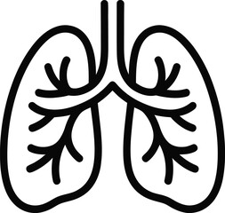 Human Lungs Respiratory System Simple Outline Black Vector Illustration