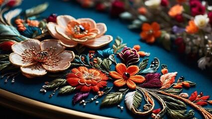 A carefully embroidered bouquet of flowers