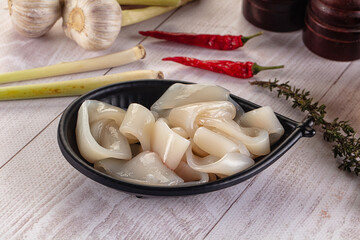 Raw squid rings for cooking