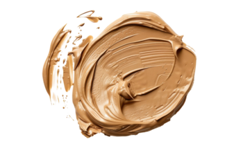 Creamy blend of rich brown paint spread artistically on a clean canvas under bright light