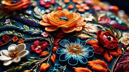 A carefully embroidered bouquet of flowers