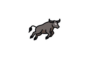 Naklejka premium An illustration of a wild buffalo running in a dynamic pose silhouette