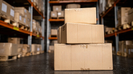 Obraz premium Cardboard boxes in warehouse.