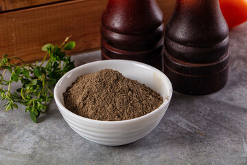 Ground dry black pepper powder