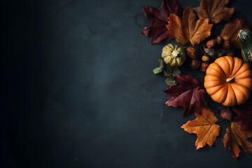 Autumn's Embrace: A colorful arrangement of seasonal foliage and ripe gourds evoke the cozy charm of fall.