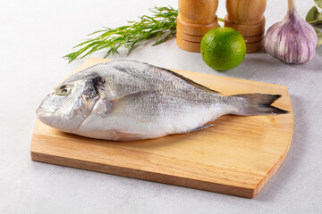 Raw fresh uncooked dorada fish