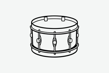 Simple black and white line drawing of a snare drum silhouette