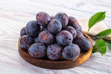 Juicy sweet ripe blue plums