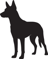 Silhouette of a standing dog with pointed ears and alert posture against a white background animal canine white background and transparent background