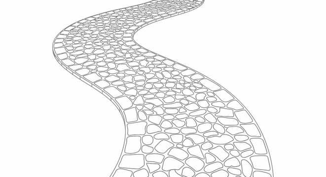 Discover a winding cobblestone path leading to new adventures and journeys, a metaphor for life's pathways and exciting choices