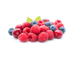 Sweet raspberry with blueberries and cherry