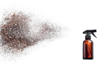 Transforming spaces with a spray bottle filled with cleaning solution in a creative setup