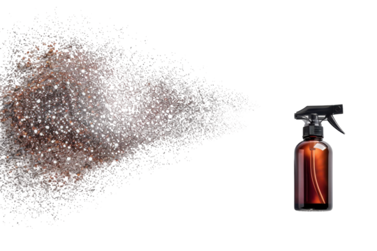 Transforming spaces with a spray bottle filled with cleaning solution in a creative setup