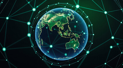 Worldwide Global Network Interconnected Earth Data Connections Future