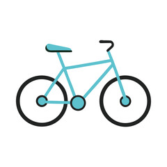 Fototapeta premium Simple teal bicycle graphic with black wheels and seat