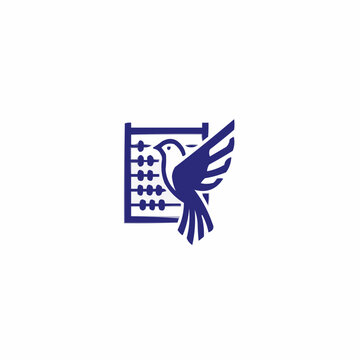 Elegant blue bird takes flight from a classic abacus representing freedom, progress, and financial growth in a modern, symbolic design.