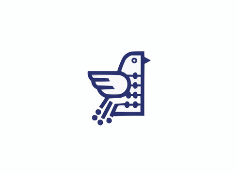 Chirpy digital bird icon conveying modern communication and connectivity with a tech-savvy, innovative feel