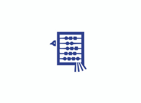 Charming bird abstract art creatively merges with abacus design symbolizing education, calculation, and imaginative learning processes.