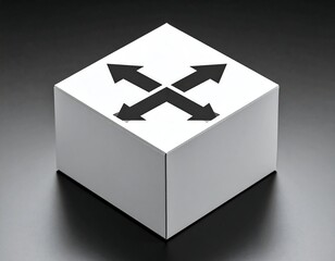 White box with black directional arrows