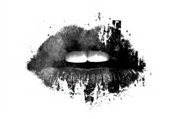 Grunge lips illustration black and white distressed texture great for edgy designs and artistic projects