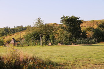 Obraz premium Alte Punktfundamente einer ehemaligen Zeche in Castrop-Rauxel im Ruhrgebiet 