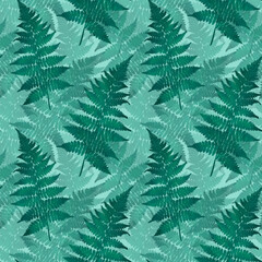 Beautiful green fern leaf, seamless floral botanical pattern with tropical plants. Digital watercolor hand drawn. For fabric, textiles, wrappers, covers, women, girls, accessories, gifts