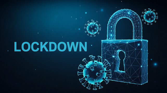 Lockdown Protection Concept Padlock Corona Virus Stop Pandemic Outbreak