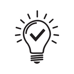 Vector art of light bulb with check mark inside