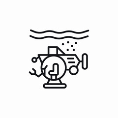 Fototapeta premium remotely operated vehicle sea icon sign vector