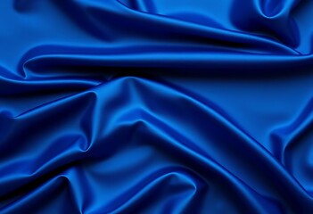 Obraz premium Deep blue satin fabric backdrop with subtle sheen and luxurious texture, smooth, velvety