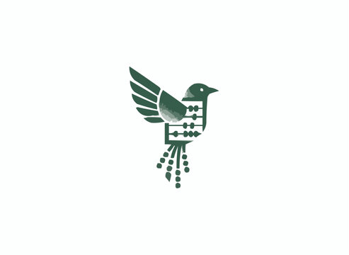 Innovative financial logo featuring a bird combined with an abacus, symbolizing growth and accuracy, suitable for accounting and investment businesses
