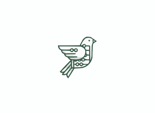 Modern tech bird icon, symbolizing freedom of information and cutting-edge technology solutions, perfect for innovative tech startups and communication platforms