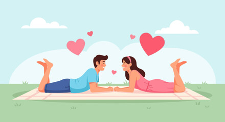 Romantic Couple Enjoying Time Outdoors While Expressing Love and Affection Together