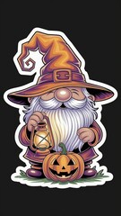 gnome with lantern sticker