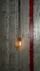 Urban Concrete Wall with Cracked Paint and Soft Edison Bulb Glow In Red And Gray Stripes