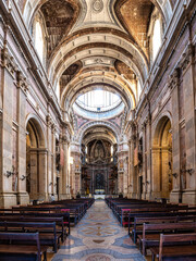 Fototapeta premium Interior of the Mafra National Palace, Convent and Basilica. Baroque architecture at Mafra north of Lisbon in Portugal.