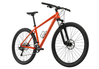 Orange mountain bike isolated on transparent background