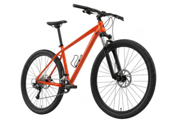 Orange mountain bike isolated on transparent background
