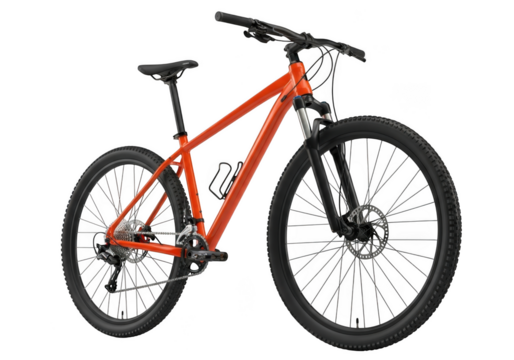 Orange mountain bike isolated on transparent background