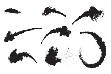 Black Powder Trail and Smoke Swirl Vector Set


