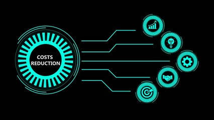 Obraz premium Costs reduction strategy infographic representing ideas growth partnership and goals achievement