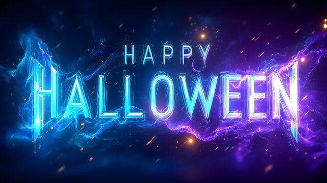 Happy Halloween spooky typography text design on dark background